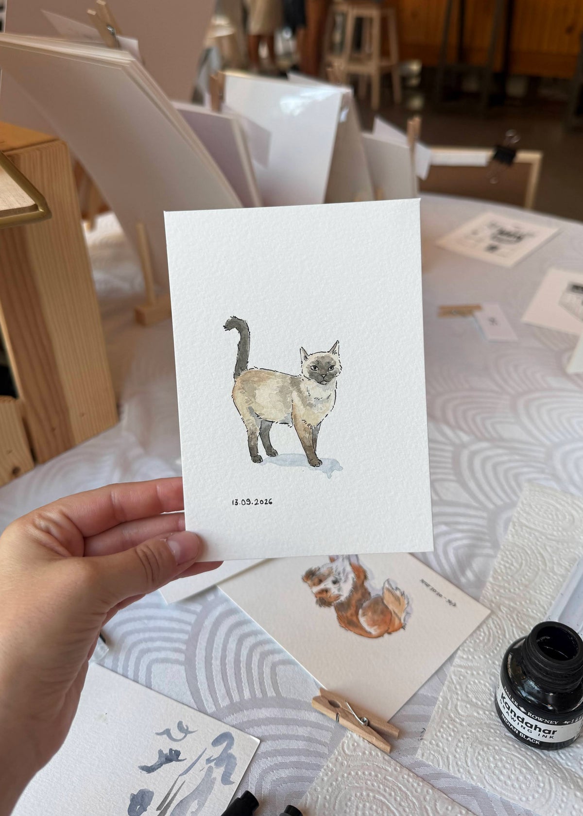 Mini portrait illustré de votre chat/chien - Aquarelle & encre de Chine