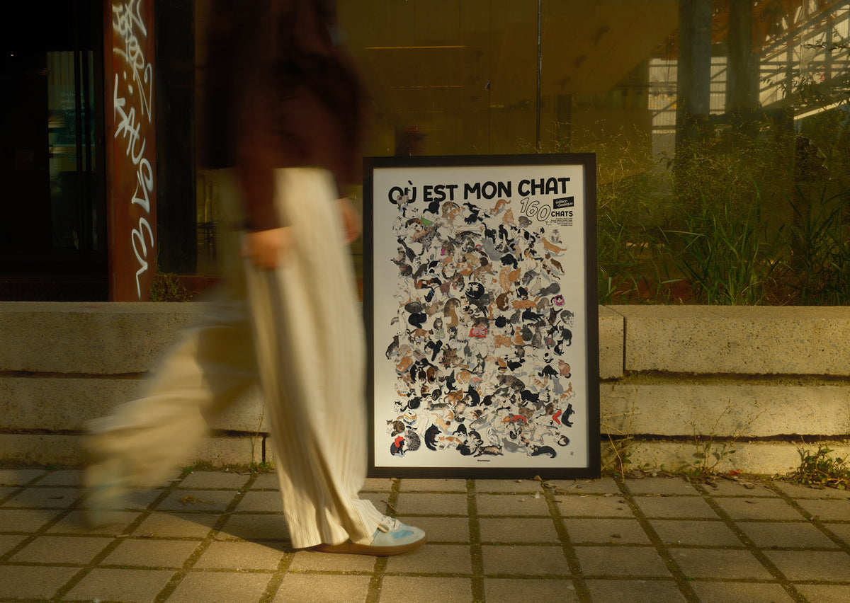 "Où est mon Chat?" - Poster collaboratif, 160 chats illustrés - EDITION CLASSIQUE