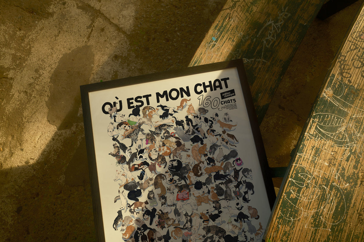 "Où est mon Chat?" - Poster collaboratif, 160 chats illustrés - EDITION CLASSIQUE